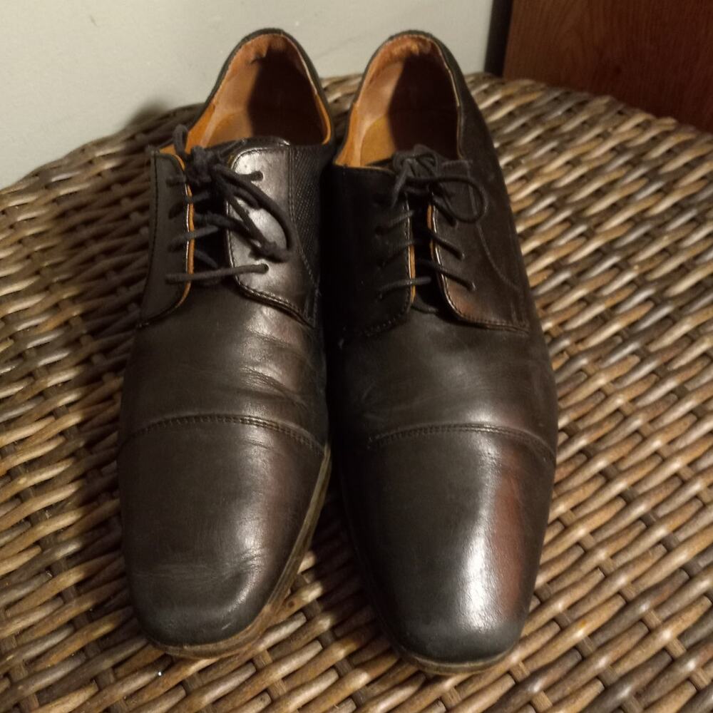 Florsheim Jackson Black Leather Cap Toe Oxford Dress Shoes 8 Flexsole Lace Up